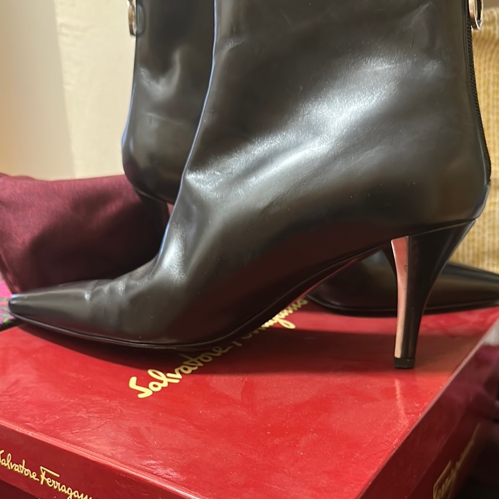 Salvatore Ferragamo Black Heeled Boots with Stiletto Heel